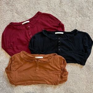 3 Active USA Long Sleeve Crop Tops